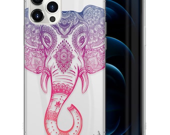 Duidelijk iPhone-hoesje, Royal Elephant Mandala iPhone 15 14 13 12 11 SE Plus Pro Max TPU-hoesje, Samsung Galaxy S22 Ultra-hoesje, premium iPhone-hoesje