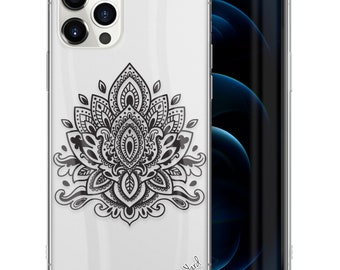 iPhone duidelijk hoesje, Lotus Mandala iPhone 15 14 13 12 11 SE Plus Pro Max Mini TPU Case, Samsung Galaxy S21 S22 Ultra Case, Premium iPhone Case