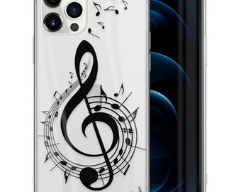 Custodia trasparente per iPhone, note musicali, custodia mini TPU per iPhone 15 14 13 12 11 SE Plus Pro Max, custodia per Samsung Galaxy S21 S22 Ultra, custodia premium per iPhone