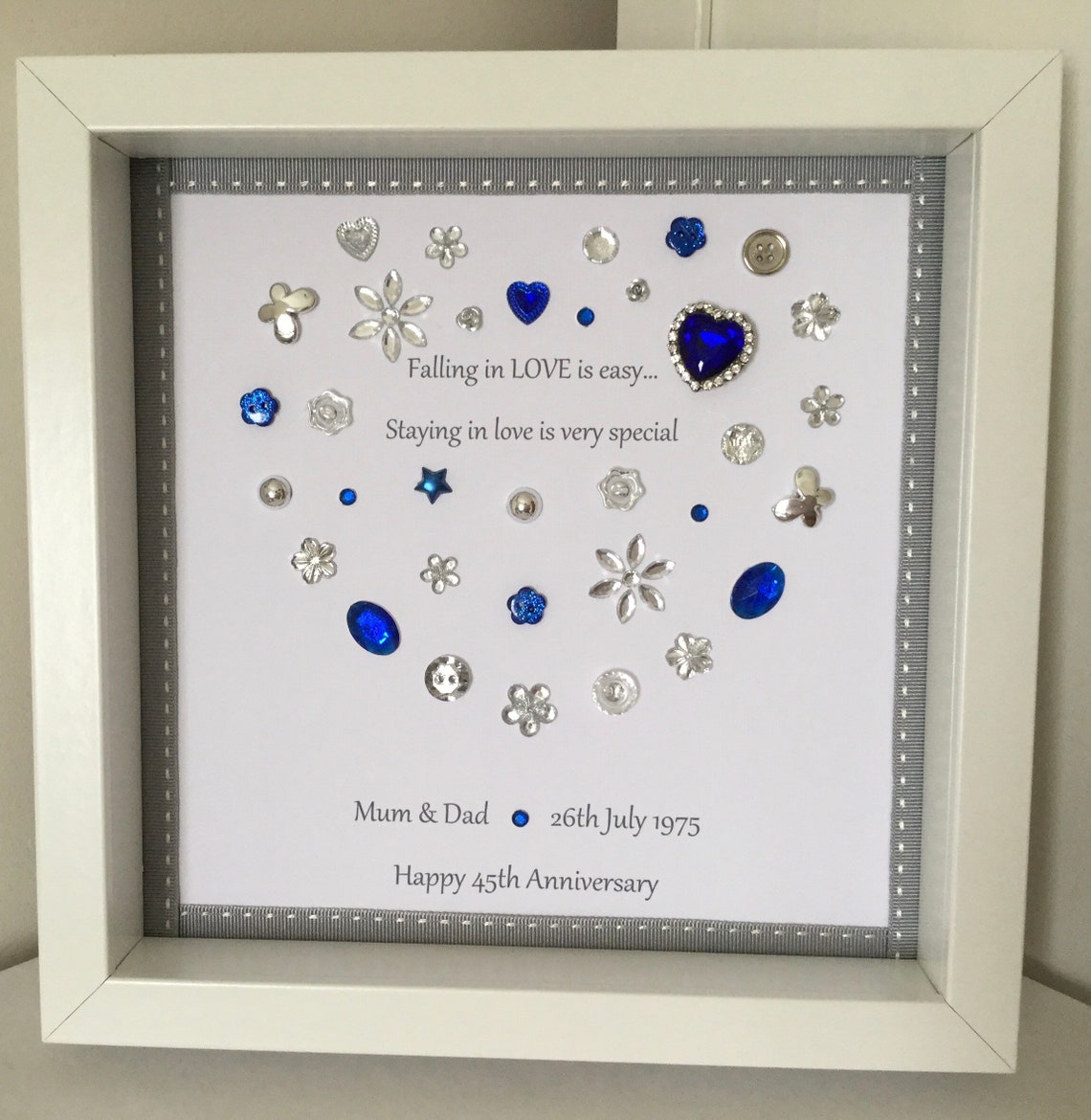 Sapphire Wedding Anniversary frame 45th Anniversary gift