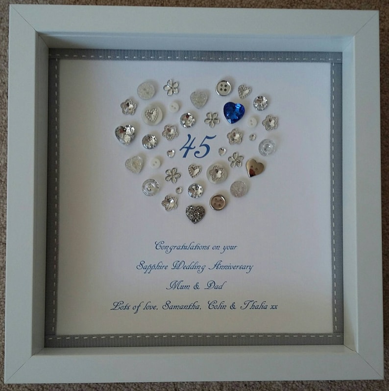 Personalised Sapphire Wedding 45th Anniversary framed