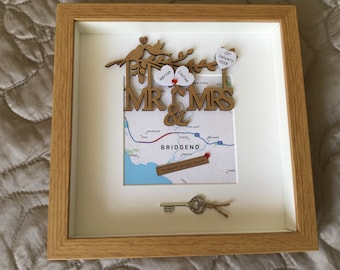 Wedding day gift, Wedding gift, Map gift, Mr/Mrs gift, Bride/Groom gift, personalised scrabble frame, Picture, Wall Art.