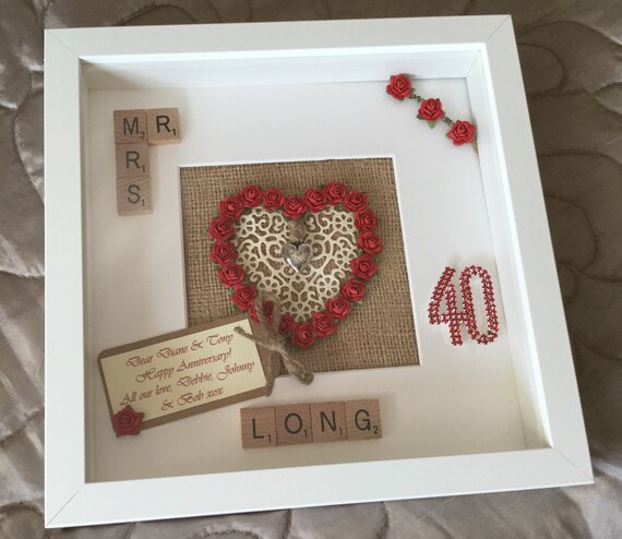 40th Ruby Wedding Anniversary Pearlised Photo Frame 6/" x 4/" *NEW* Gift
