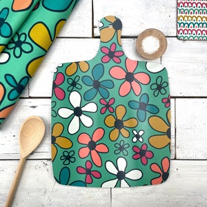 Colourful Chopping Board, Patterned Melamine Serving platter, Floral cutting board image 1