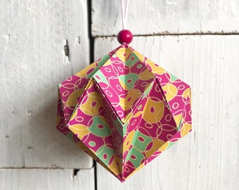 Origami Diamond Hanging Decoration/Geometric Patterned Bauble/Turquoise Diamonds