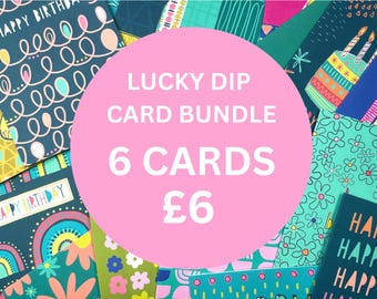 LUCKY DIP, 6 greeting cards, Anna Treliving cards,