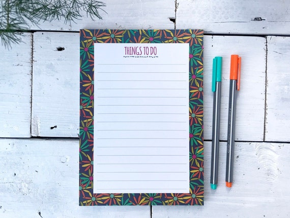 A5 Notepad / Things to do list / Flower design