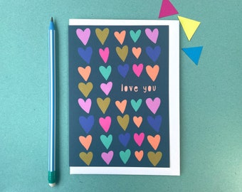 Valentine’s card, Love You card, Hearts Anniversary Card, Anna Treliving Card