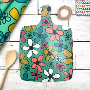 Colourful Chopping Board, Patterned Melamine Serving platter, Floral cutting board image 4