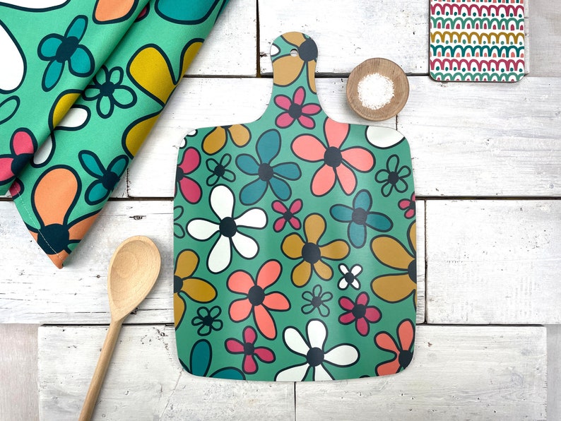 Colourful Chopping Board, Patterned Melamine Serving platter, Floral cutting board image 1