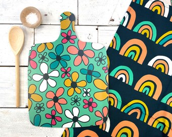 Tea Towel and Chopping board, Colourful patterned serving platter and towel set