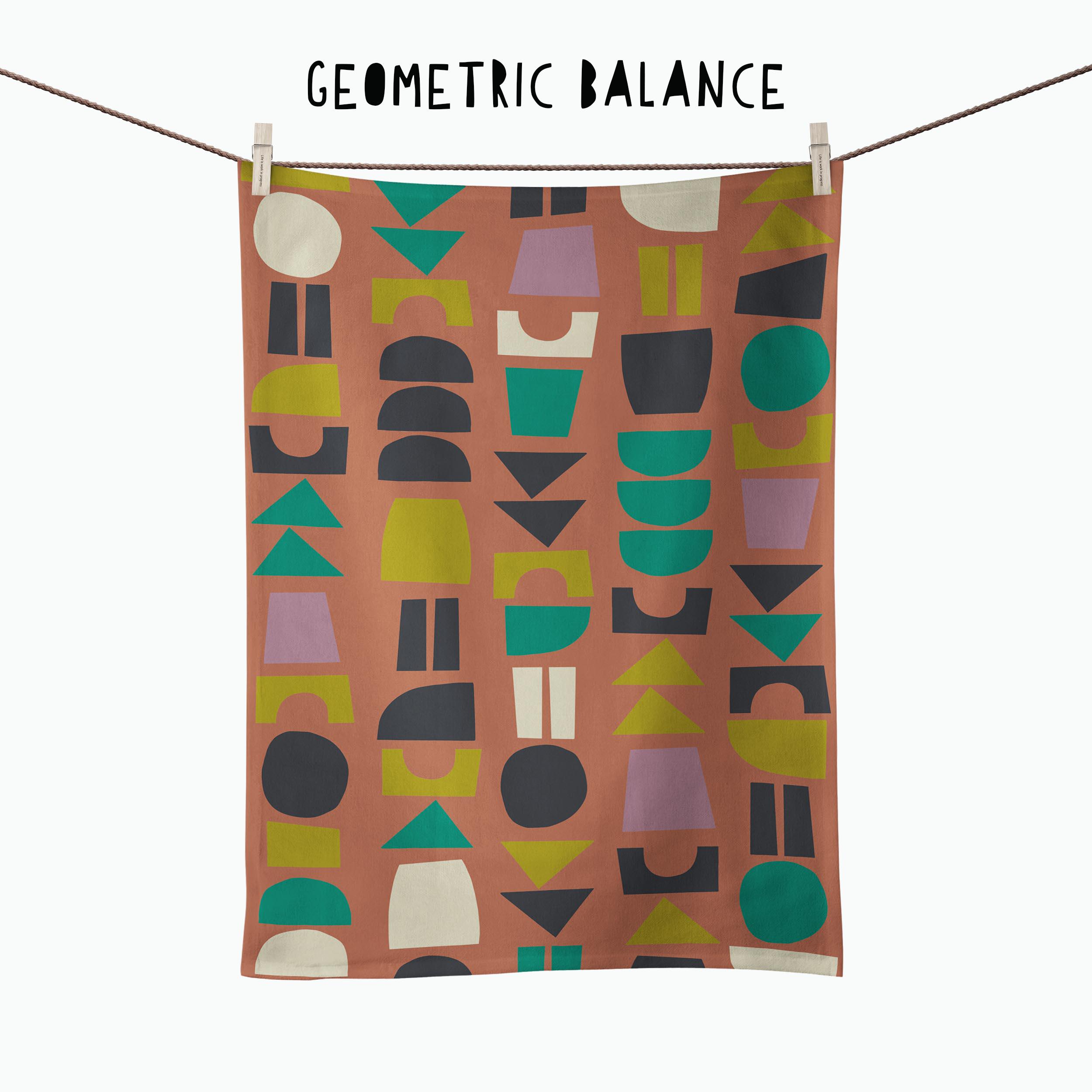 Set of 2 Mix and Match Colourful Tea Towels, Contemporary Patterned ...