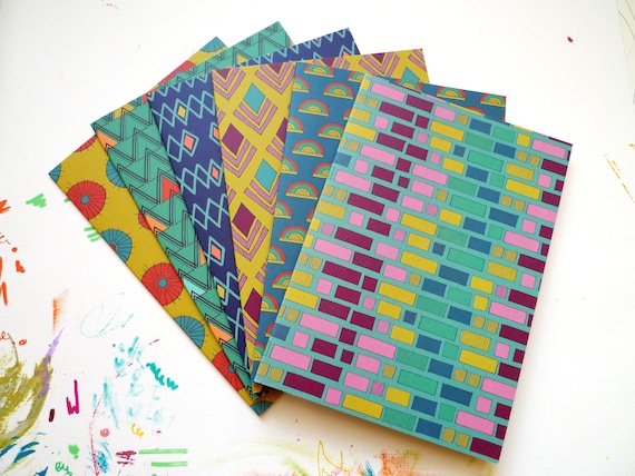 Set of 6 Geometric Patterned Notelets