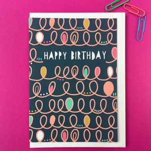 Happy Birthday Card, Hand drawn Squiggles illustration Card, Anna Treliving Card image 2