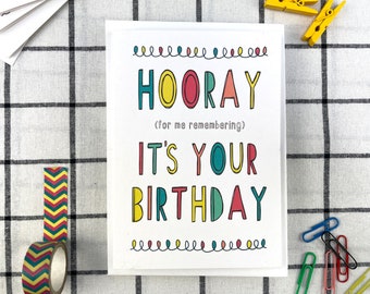 I remembered Birthday Card, Colourful typography card, Gender Neutral Birthday Card