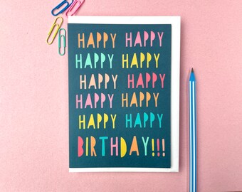 Happy Birthday Card, Typography card, Anna Treliving Card