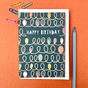 Happy Birthday Card, Hand drawn Squiggles illustration Card, Anna Treliving Card image 1