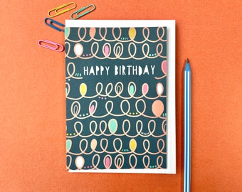 Happy Birthday Card, Hand drawn Squiggles illustration Card, Anna Treliving Card