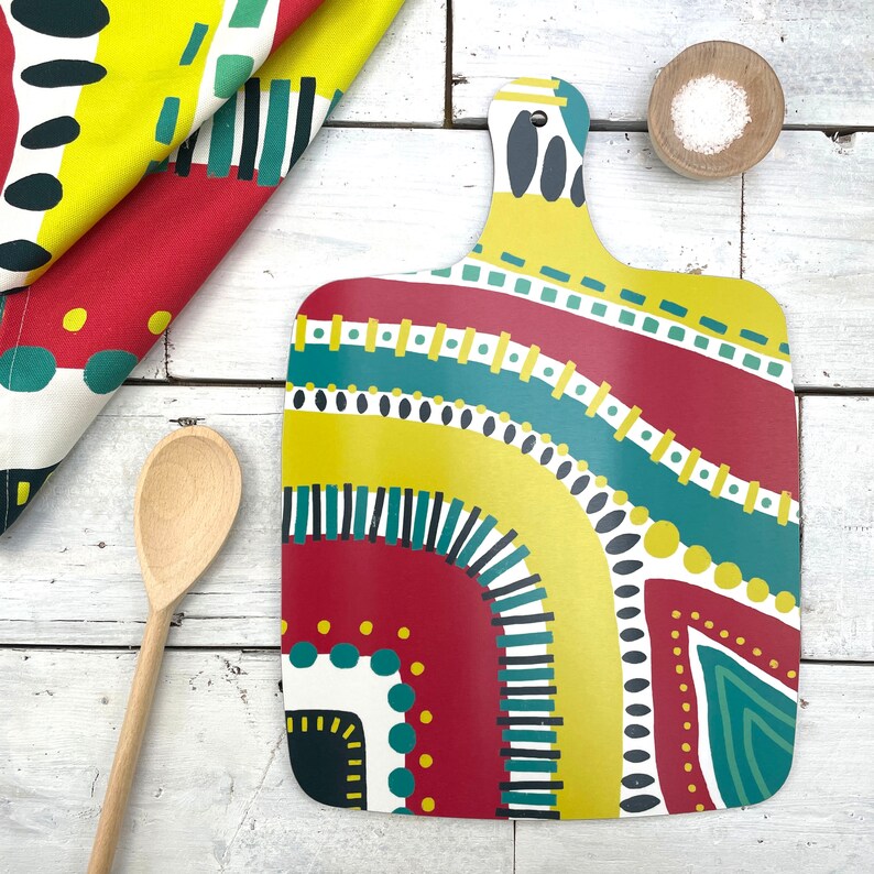 Colourful Chopping Board, Patterned Melamine Serving platter, Floral cutting board image 7