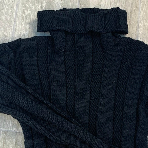 Male Roll Neck Sweater DK - Black 40/42" (Large)
