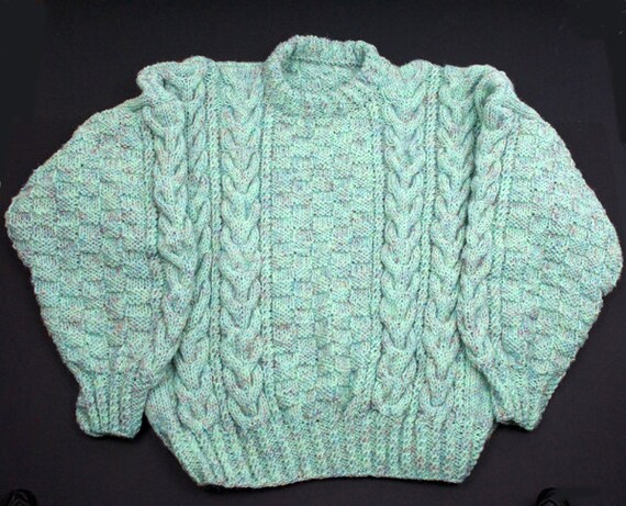 Ladies Cable Sweater Aran Tweed | Etsy