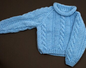 Childs Roll Neck Sweater - Light Blue