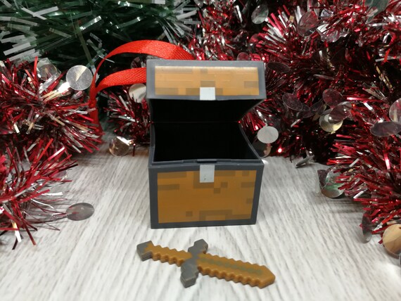 Treasure Chest And Sword Minecraft Christmas Tree Ornament Etsy