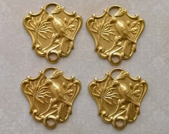 4Pcs Raw Brass Art Deco Rhombus Connectors Art Deco Stamping Brass Embellishment Art Deco Embellishment Art Deco connectors