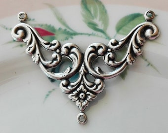 2pcs-3 loop silver vine connector,bohemian connector,silver pendant connector