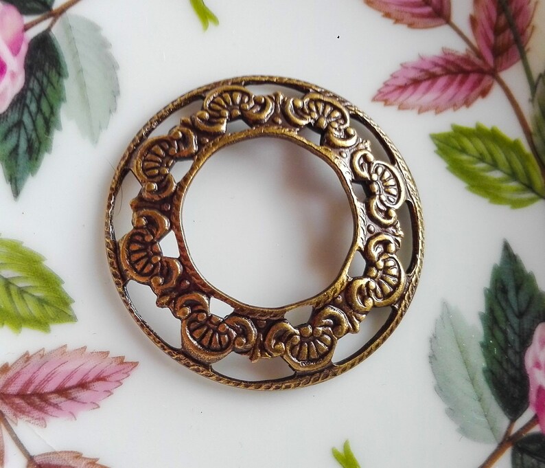 Art Deco setting Art Deco Porthole 2Pcs Floral Art Deco brass porthole 23mm Floral silver porthole Floral setting