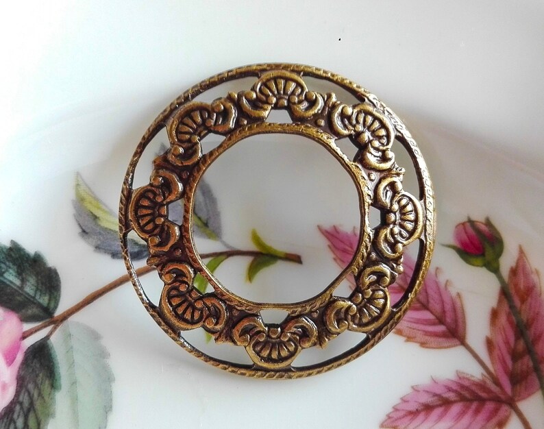 Art Deco setting Art Deco Porthole 2Pcs Floral Art Deco brass porthole 23mm Floral silver porthole Floral setting