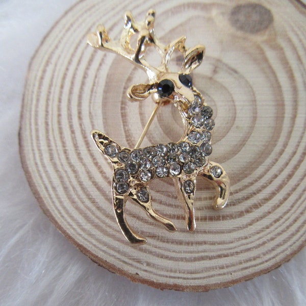 Brooch rhinestone sika deer, forest animal, brooch woodland, brooch nature lover, brooch deer, letterbox gift, brievenbus cadeau