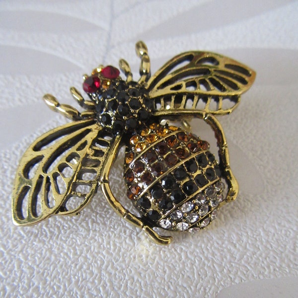 Brooch strass bumble bee, brooch insect bee, brooch, crystal brooch bee, pin beekeeper, brooch bee, world bee day, brievenbus cadeau