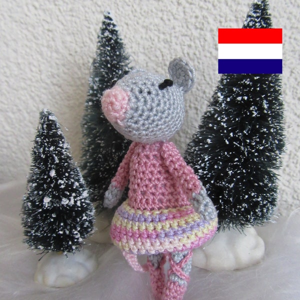 Holländische Häkelanleitung - Mini Maus Häkelanleitung, Miniatur Ballerina, graue Maus DIY, Puppenhaus Miniatur DIY, Ballerina DIY, Instant download pdf