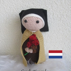 Dutch pattern - Saint Therese Liseaux, holiday 1 octobre, catholic crochet pattern, Holy little flower, PDF instant download