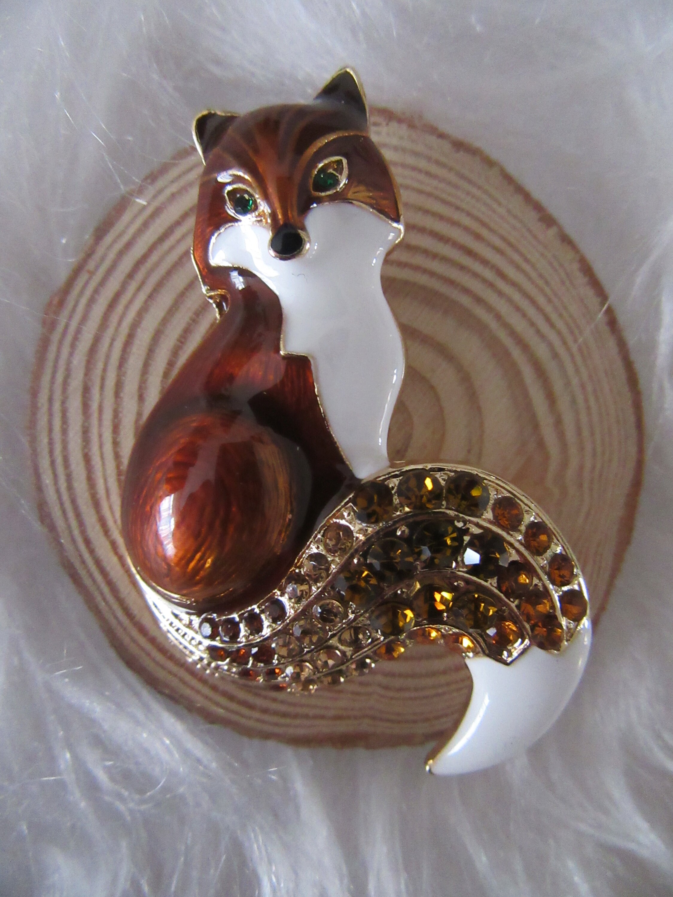 Fox broche brooch brown fox crystal fox pin nature lover Etsy