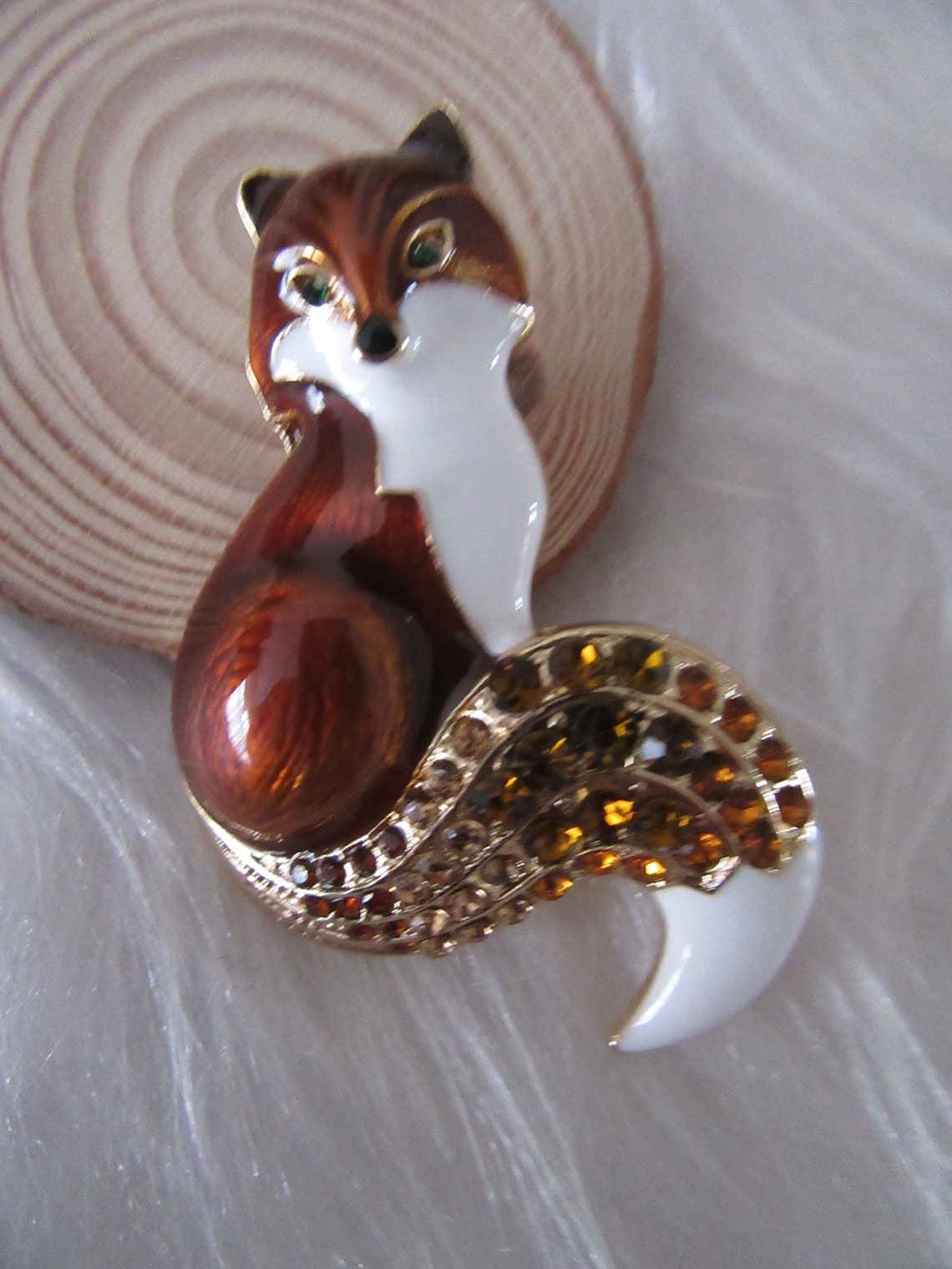 Fox broche brooch brown fox crystal fox pin nature lover Etsy
