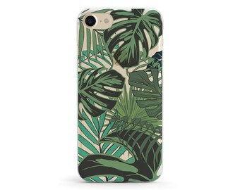 Tropical Leaves, Clear Soft Phone Case, iPhone full series, Samsung, iphone 14