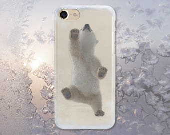 Baby Polar Bear walking on my Frozen iPhone,Clear Soft Phone Case, iPhone full series, Samsung, iphone 14