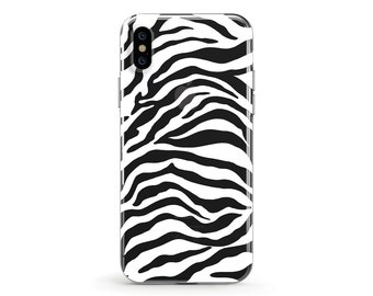 Zebra, white, Clear Soft Phone Case,  iPhone full series, Samsung, iphone 14