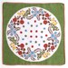 Folk floral wreath ladies' vintage handkerchief, hankie, hanky, H3