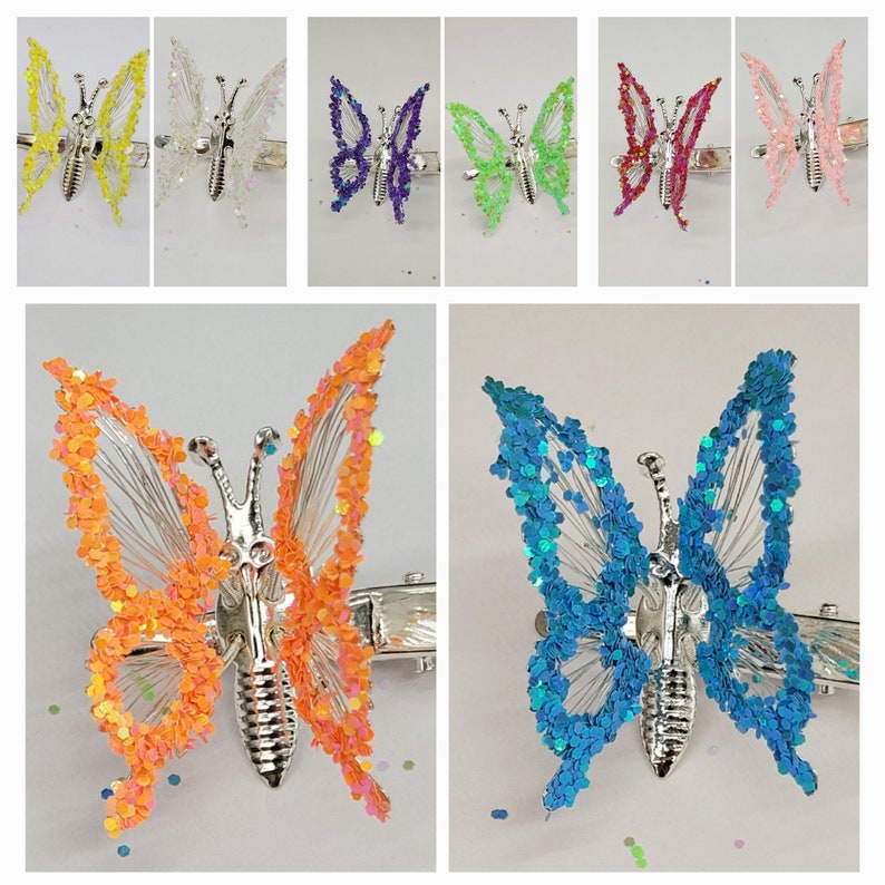 Butterfly hair clips moving wings 90s large nostalgic nostalgia image 1