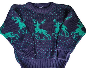 Vintage Kids Sweater Made In Italy size L 4t reindeer