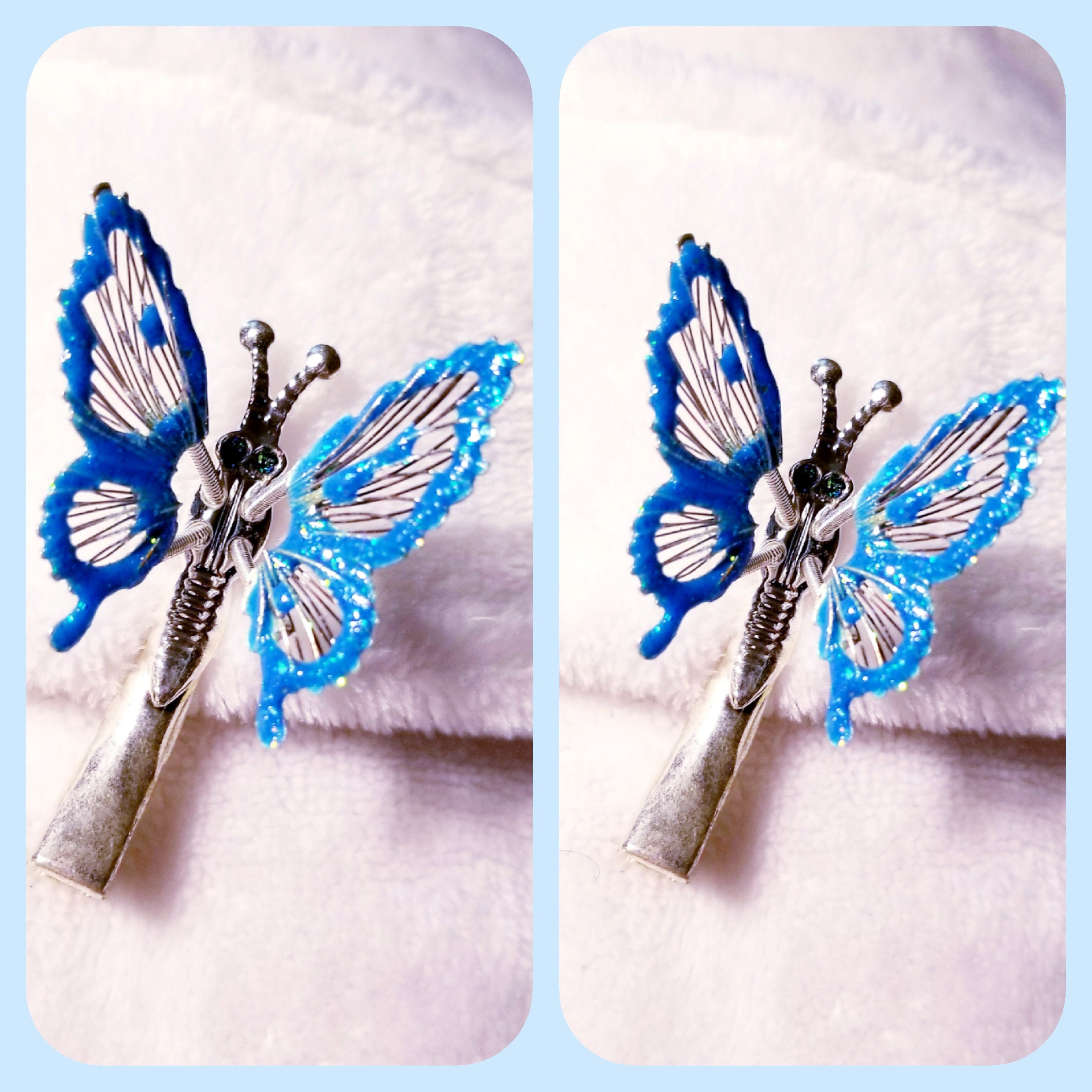 Blue 90s butterfly hair Clips moving wings vintage rare Etsy
