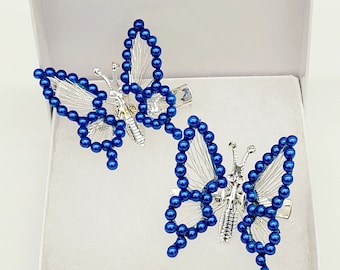 2 royal blue butterfly hair clips moving wings like the 90s whimsical fairy nostalgia fairycore y2k