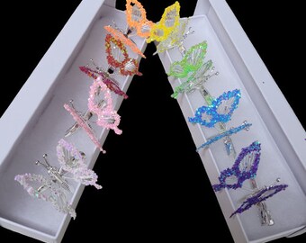 8 peice rainbow box butterfly hair clips moving wings 90s nostalgic nostalgia giftbox custom
