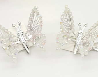 2 white butterfly hair clips moving wings like the 90s whimsical fairy nostalgia fairycore y2k