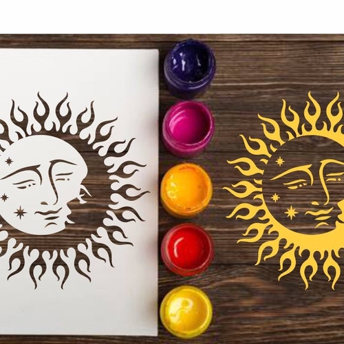 Sun Reusable STENCIL for Home Wall Interior Decor Etsy