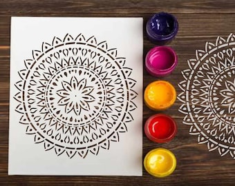 Reusable Plastic Wall Stencil Mandala: custom stencil for DIY craft spray painting Boho decor Floor Furniture Wall Om Mandala Design