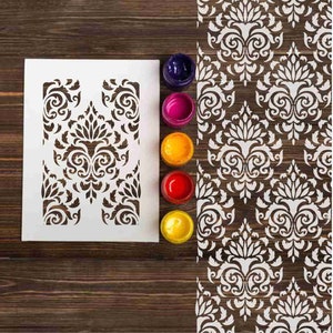Damask pattern custom stencil: reusable stencils for painting, wall art, home decor, various size